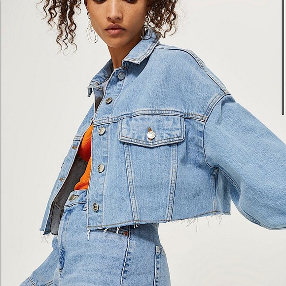 Topshop Jackets & Blazers - TOPSHOP | Moto cropped jean jacket size 10